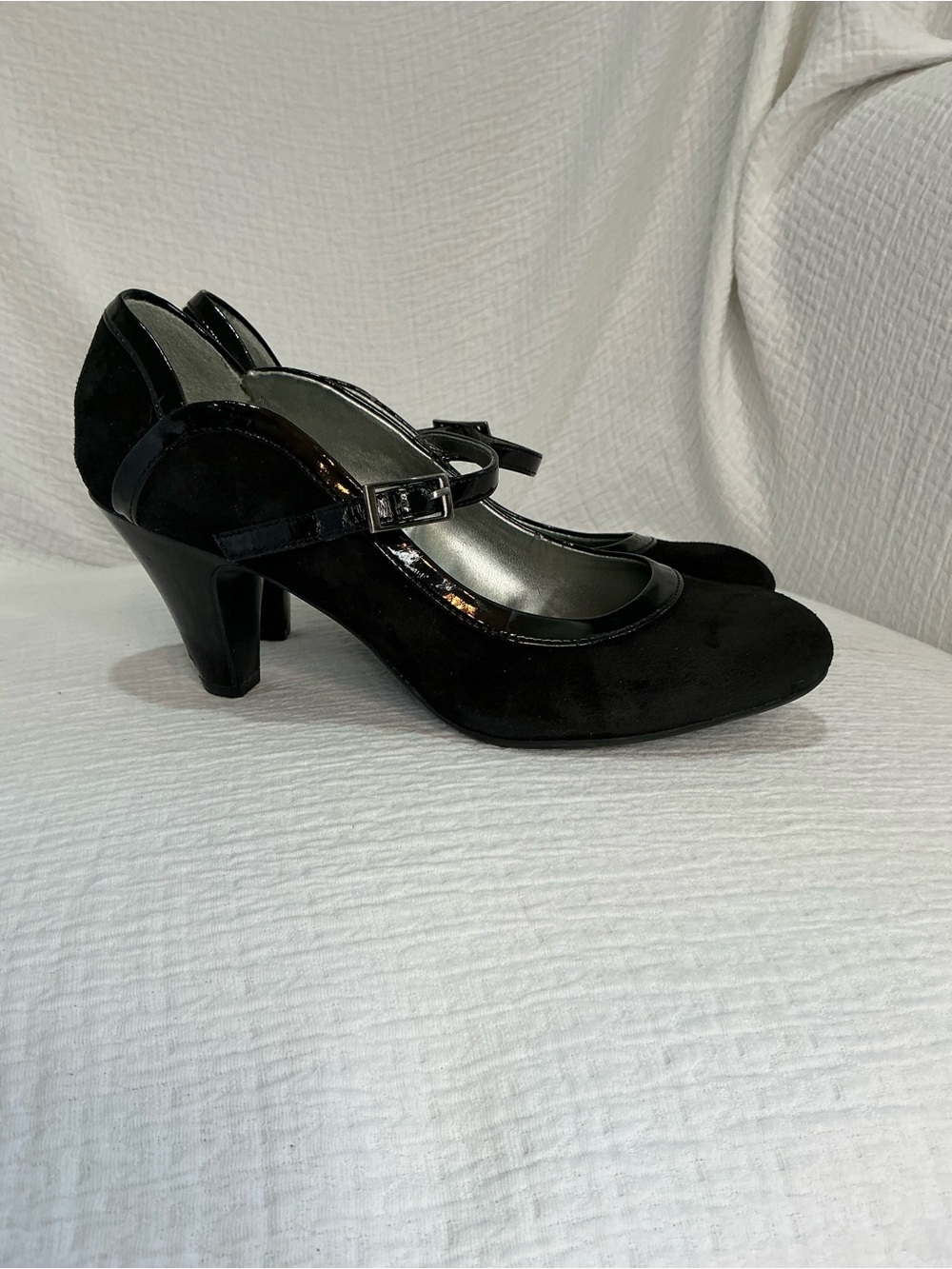 🤎 Naturalizer Brigid Black Leather 3” Heeled Mary JanePumps Heels Shoes Size 6.5 - Picture 4 of 7